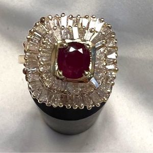 1k Ruby with 2 carats  Diamond Baguette Ring